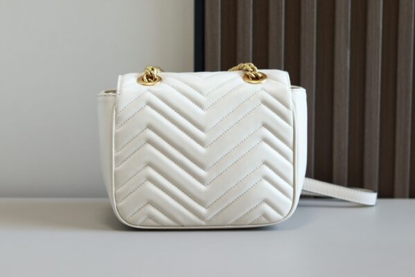 1:1 Replica GG MARMONT MINI SHOULDER BAG P White matelassé chevron leather Exclusive For Women 739682 AABZC 9022