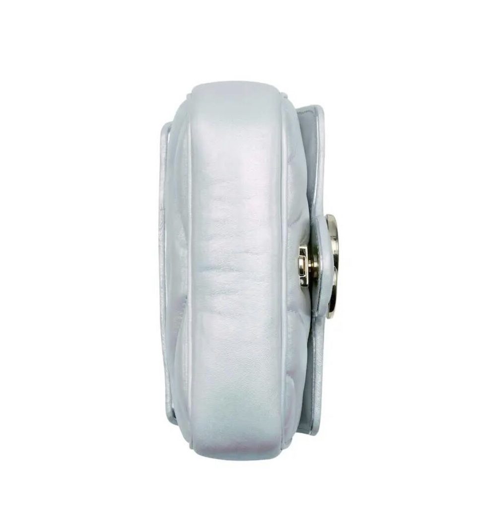 1:1 Replica GG MARMONT SUPER MINI BAG P Light blue iridescent matelassé chevron leather Exclusive For Women ‎476433 AAC2U 4923