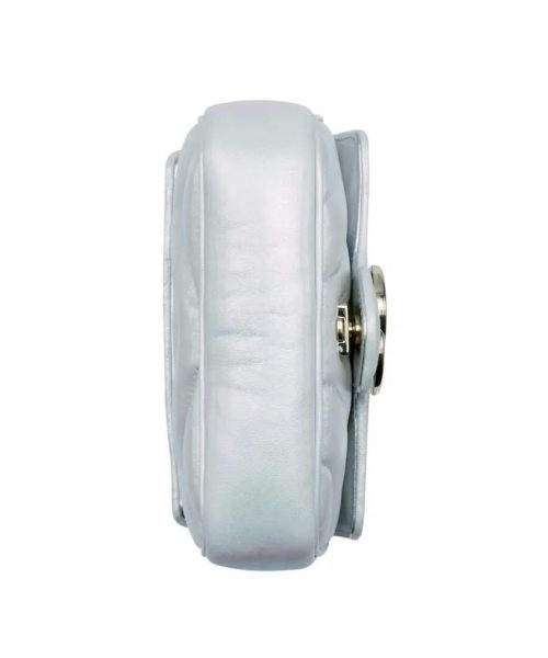1:1 Replica GG MARMONT SUPER MINI BAG P Light blue iridescent matelassé chevron leather Exclusive For Women ‎476433 AAC2U 4923