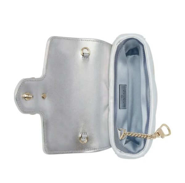 1:1 Replica GG MARMONT SUPER MINI BAG P Light blue iridescent matelassé chevron leather Exclusive For Women ‎476433 AAC2U 4923
