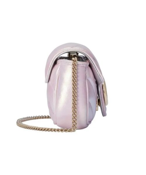 1:1 Replica GG MARMONT SUPER MINI BAG P Pink iridescent matelassé chevron leather Exclusive For Women ‎476433 AAC2U 5826