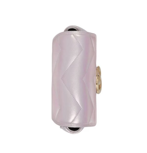 1:1 Replica GG MARMONT SUPER MINI BAG P Pink iridescent matelassé chevron leather Exclusive For Women ‎476433 AAC2U 5826