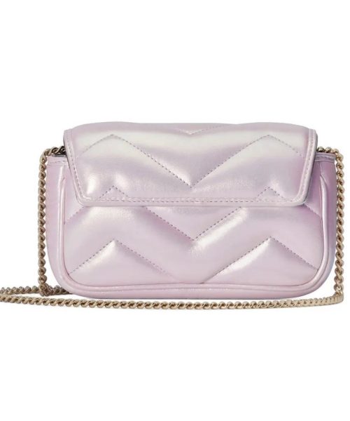 1:1 Replica GG MARMONT SUPER MINI BAG P Pink iridescent matelassé chevron leather Exclusive For Women ‎476433 AAC2U 5826