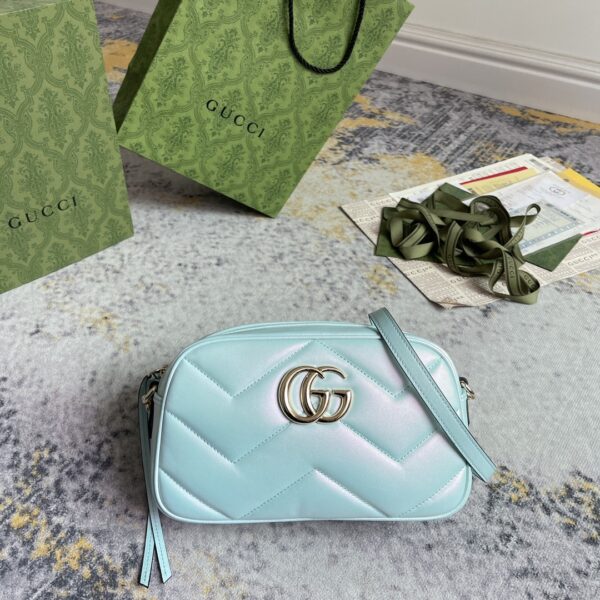 1:1 Replica GG MARMOUNT SMALL SHOULDER BAG P Blue iridescent quilted chevron leather Exclusive For Women 447632 AAC2V 4923
