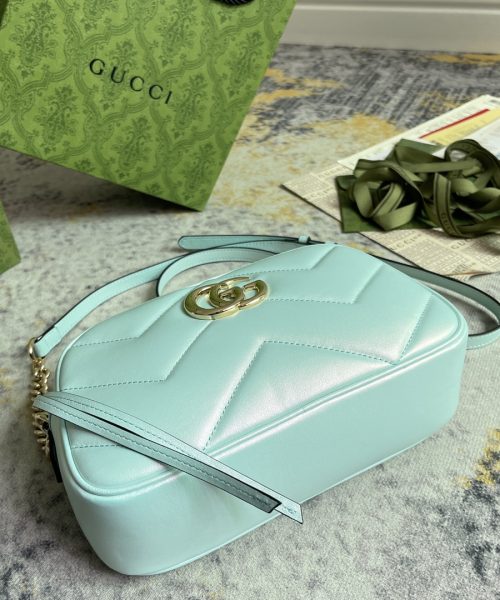 1:1 Replica GG MARMOUNT SMALL SHOULDER BAG P Blue iridescent quilted chevron leather Exclusive For Women 447632 AAC2V 4923