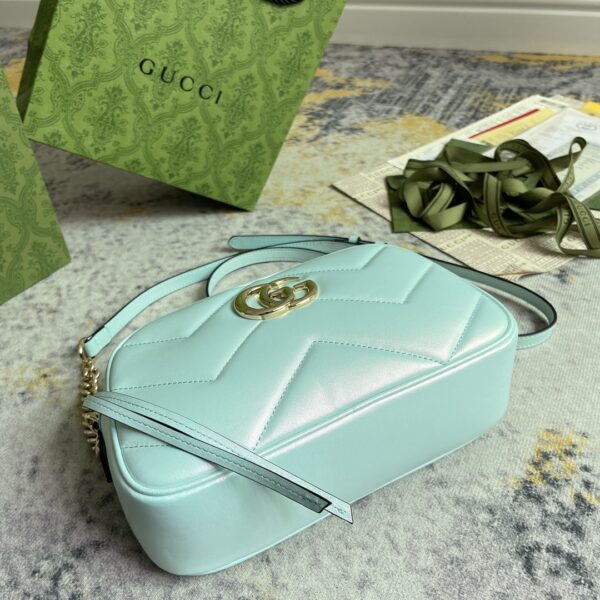 1:1 Replica GG MARMOUNT SMALL SHOULDER BAG P Blue iridescent quilted chevron leather Exclusive For Women 447632 AAC2V 4923