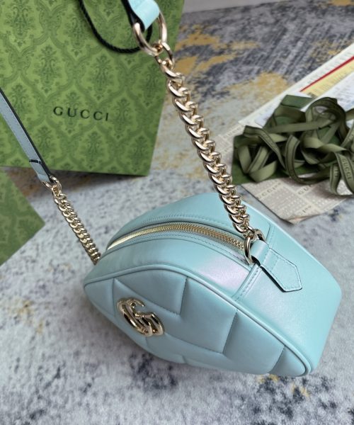 1:1 Replica GG MARMOUNT SMALL SHOULDER BAG P Blue iridescent quilted chevron leather Exclusive For Women 447632 AAC2V 4923