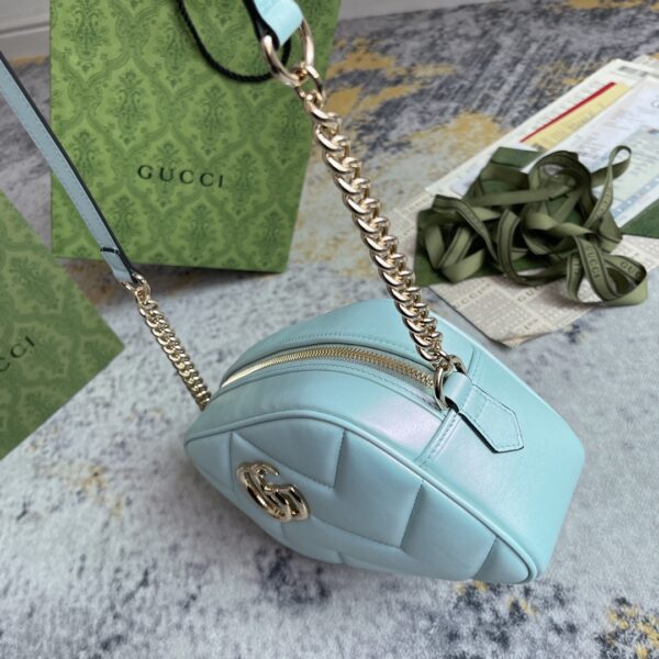 1:1 Replica GG MARMOUNT SMALL SHOULDER BAG P Blue iridescent quilted chevron leather Exclusive For Women 447632 AAC2V 4923
