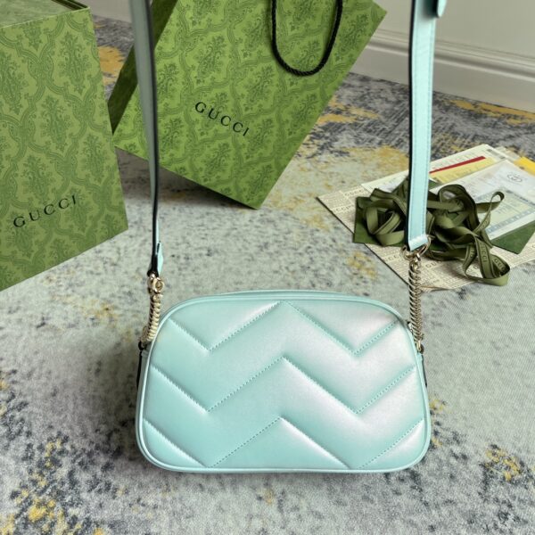 1:1 Replica GG MARMOUNT SMALL SHOULDER BAG P Blue iridescent quilted chevron leather Exclusive For Women 447632 AAC2V 4923