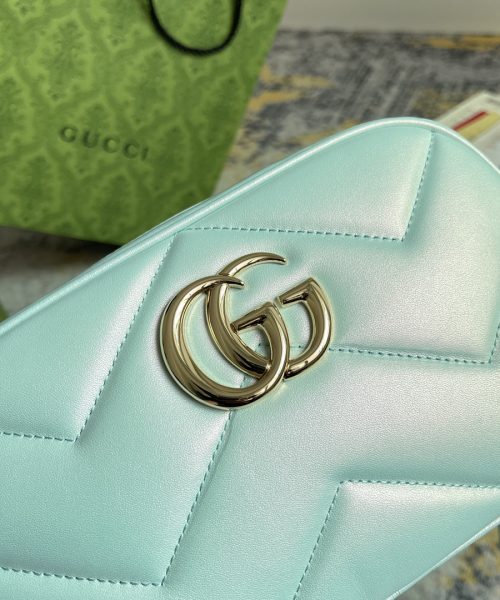 1:1 Replica GG MARMOUNT SMALL SHOULDER BAG P Blue iridescent quilted chevron leather Exclusive For Women 447632 AAC2V 4923