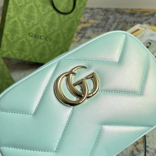 1:1 Replica GG MARMOUNT SMALL SHOULDER BAG P Blue iridescent quilted chevron leather Exclusive For Women 447632 AAC2V 4923