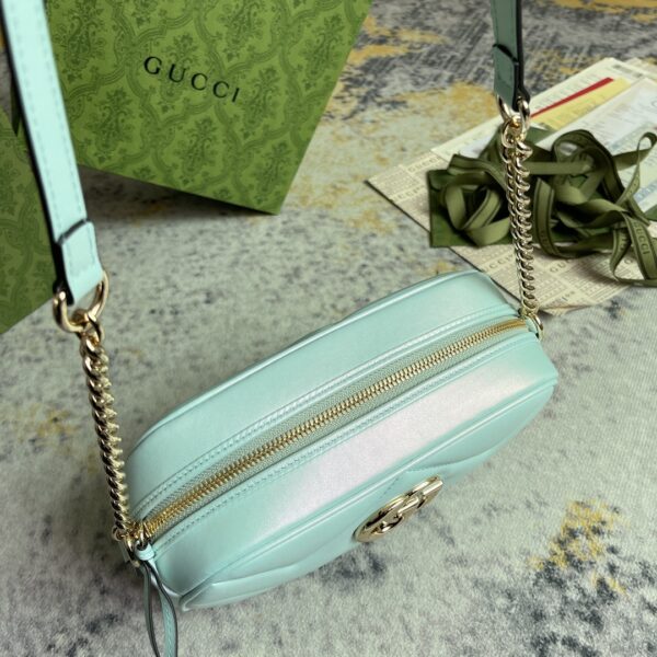 1:1 Replica GG MARMOUNT SMALL SHOULDER BAG P Blue iridescent quilted chevron leather Exclusive For Women 447632 AAC2V 4923
