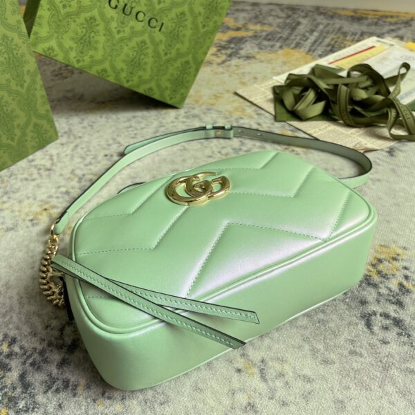 1:1 Replica GG MARMOUNT SMALL SHOULDER BAG P Green iridescent quilted chevron leather Exclusive For Women 447632 AAC2V 3404