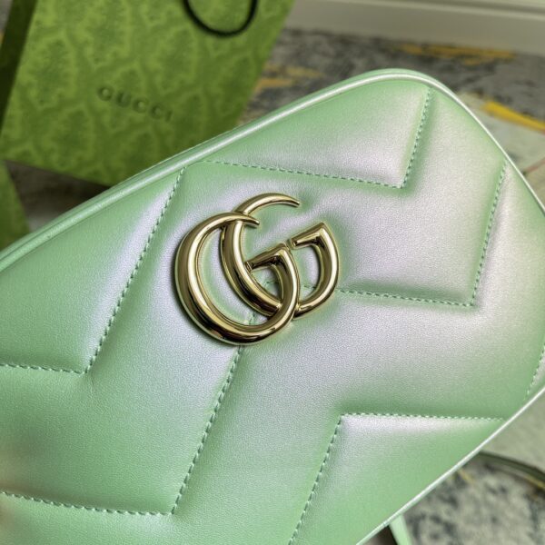 1:1 Replica GG MARMOUNT SMALL SHOULDER BAG P Green iridescent quilted chevron leather Exclusive For Women 447632 AAC2V 3404