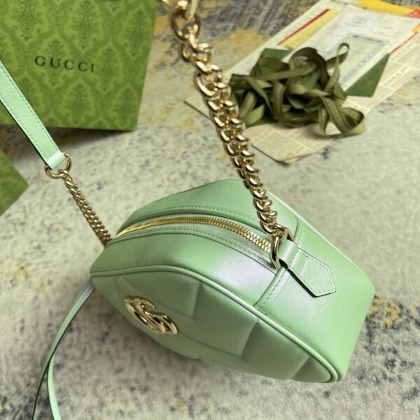 1:1 Replica GG MARMOUNT SMALL SHOULDER BAG P Green iridescent quilted chevron leather Exclusive For Women 447632 AAC2V 3404