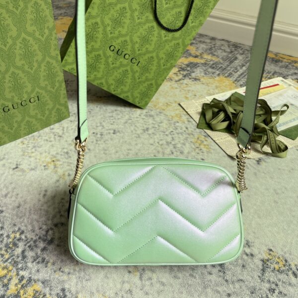1:1 Replica GG MARMOUNT SMALL SHOULDER BAG P Green iridescent quilted chevron leather Exclusive For Women 447632 AAC2V 3404