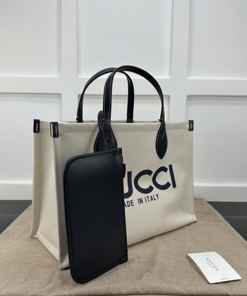 1:1 Replica GG MEDIUM TOTE BAG WITH GUCCI PRINT P BLACK  Exclusive For Women 772176