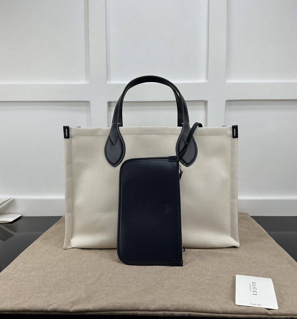 1:1 Replica GG MEDIUM TOTE BAG WITH GUCCI PRINT P BLACK  Exclusive For Women 772176