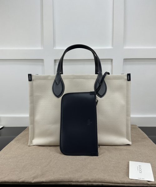 1:1 Replica GG MEDIUM TOTE BAG WITH GUCCI PRINT P BLACK  Exclusive For Women 772176