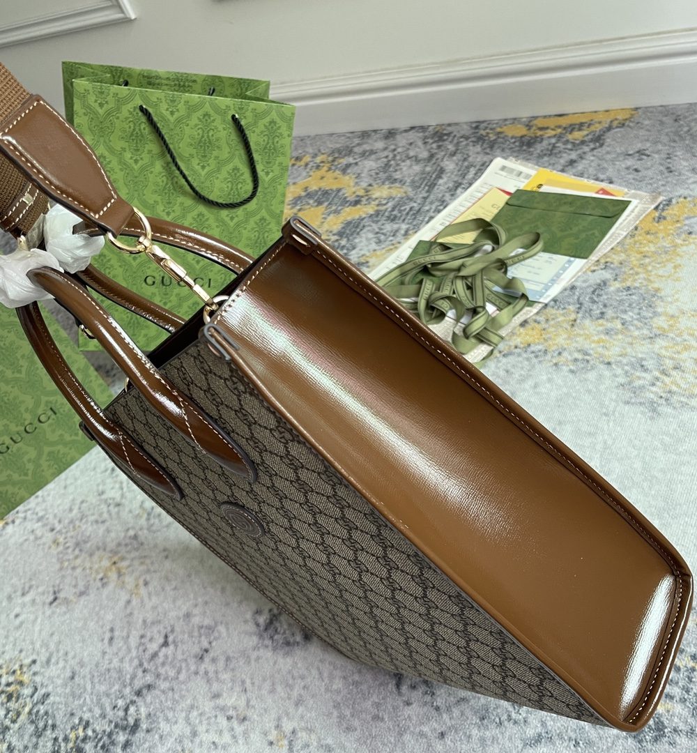 1:1 Replica GG SMALL TOTE WITH INTERLOCKING G P Beige and ebony GG Supreme canvas Exclusive For Women‎ 723308 92THG 8563