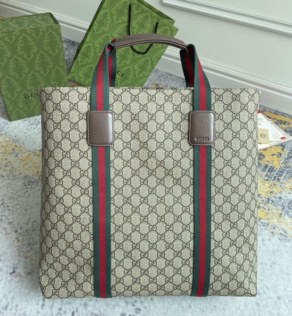 1:1 Replica GG TENDER MEDIUM TOTE BAG P Beige and ebony GG Supreme Tender canvas Exclusive For Women 763287 FACHL 8844