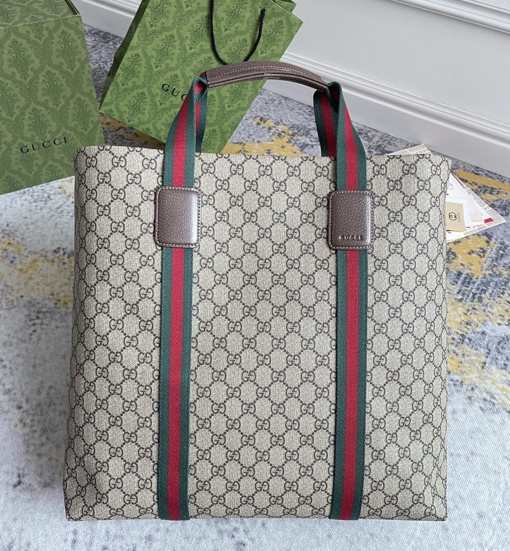 1:1 Replica GG TENDER MEDIUM TOTE BAG P Beige and ebony GG Supreme Tender canvas Exclusive For Women 763287 FACHL 8844