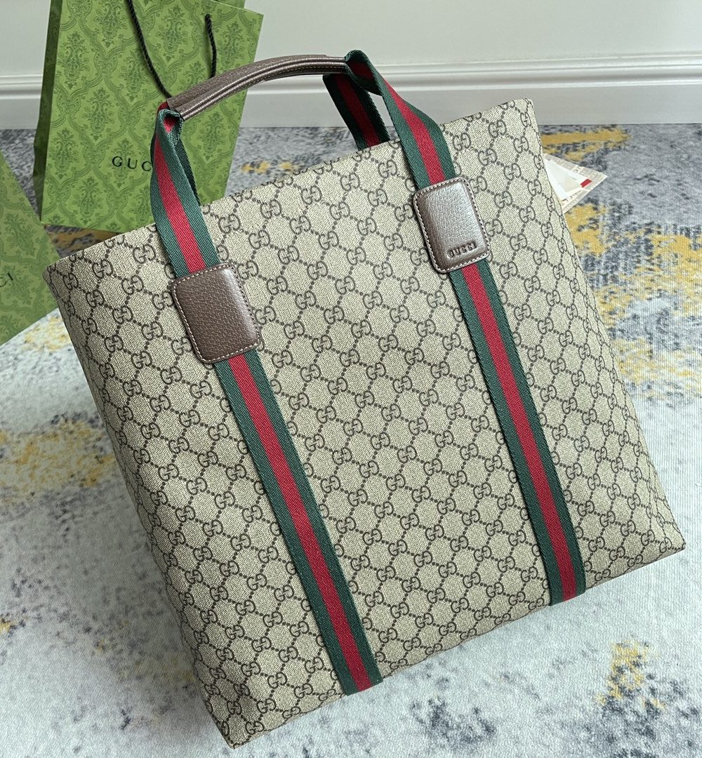 1:1 Replica GG TENDER MEDIUM TOTE BAG P Beige and ebony GG Supreme Tender canvas Exclusive For Women 763287 FACHL 8844