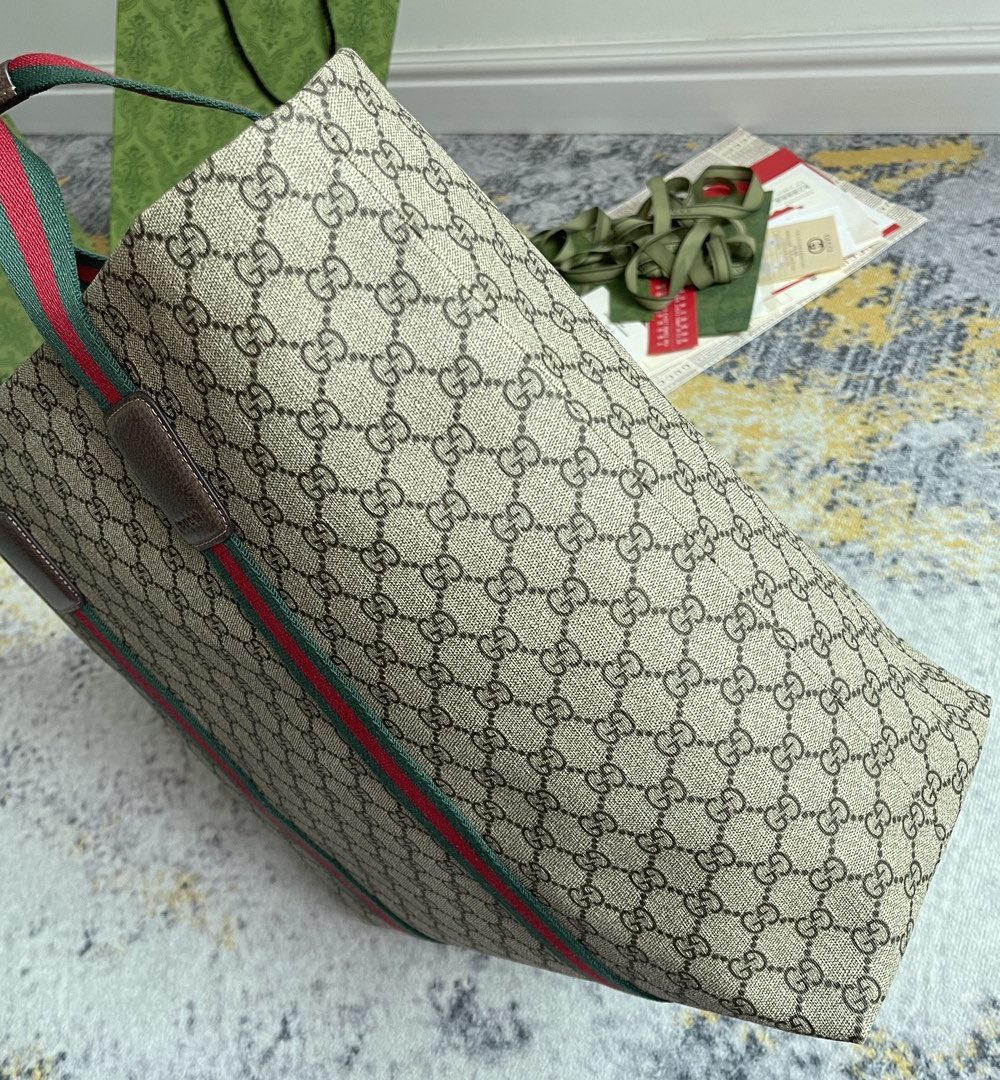 1:1 Replica GG TENDER MEDIUM TOTE BAG P Beige and ebony GG Supreme Tender canvas Exclusive For Women 763287 FACHL 8844