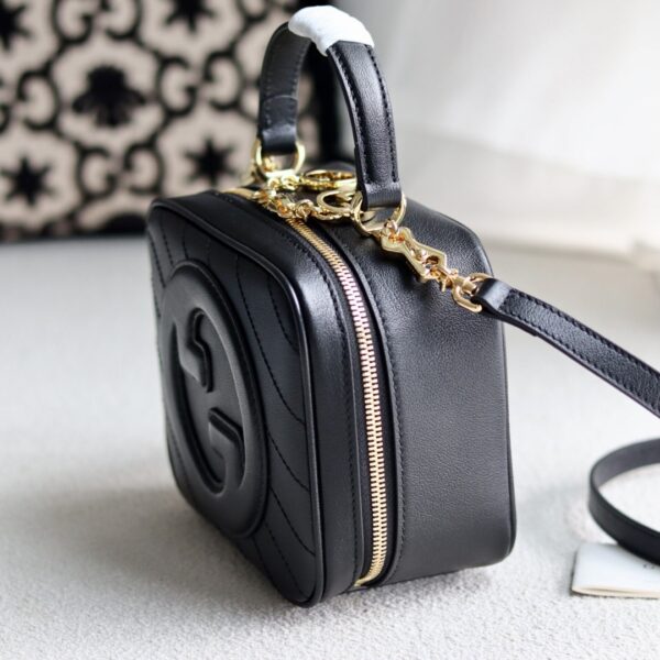 1:1 Replica GUCCI BLONDIE TOP HANDLE BAG P BLACK LEATHER Exclusive For Women 744434 1IV0G 1000