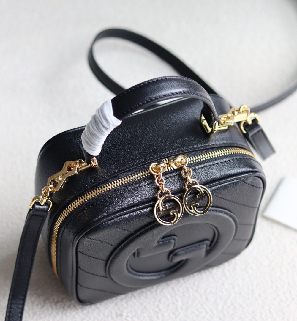 1:1 Replica GUCCI BLONDIE TOP HANDLE BAG P BLACK LEATHER Exclusive For Women 744434 1IV0G 1000