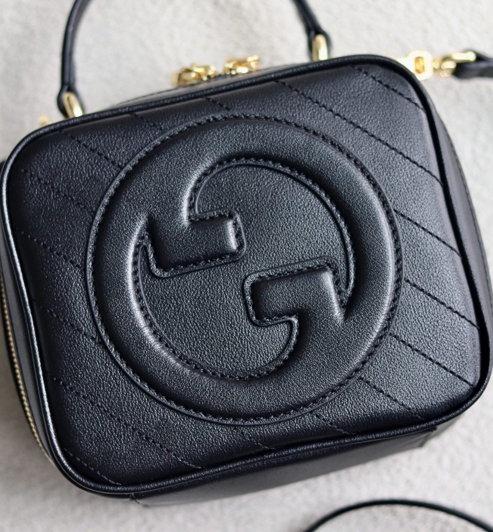 1:1 Replica GUCCI BLONDIE TOP HANDLE BAG P BLACK LEATHER Exclusive For Women 744434 1IV0G 1000