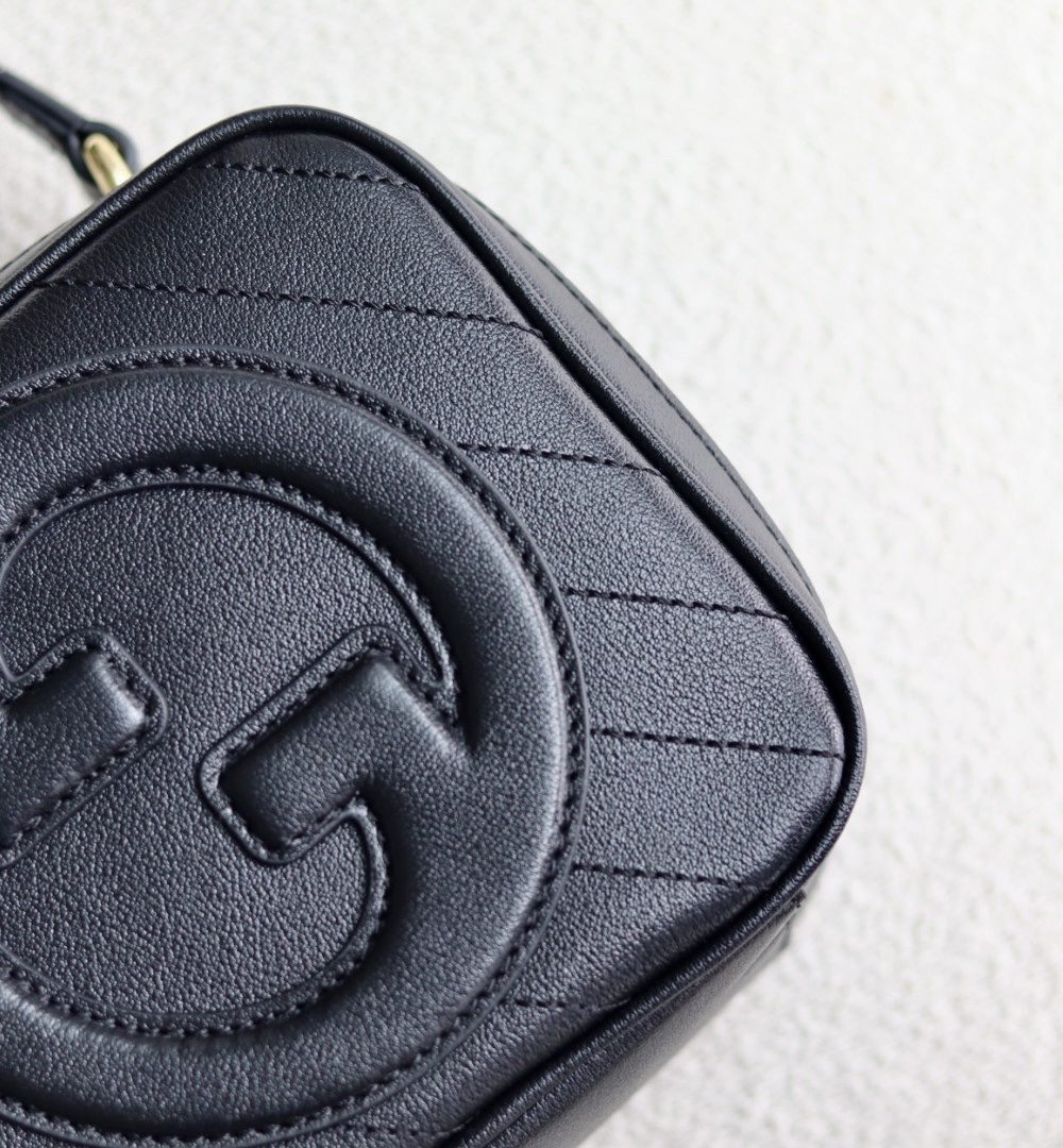 1:1 Replica GUCCI BLONDIE TOP HANDLE BAG P BLACK LEATHER Exclusive For Women 744434 1IV0G 1000