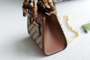 1:1 Replica GUCCI DIANA MINI TOTE BAG P Camel and ebony GG canvas with crystals Exclusive For Women ‎707449 21HRG 2687