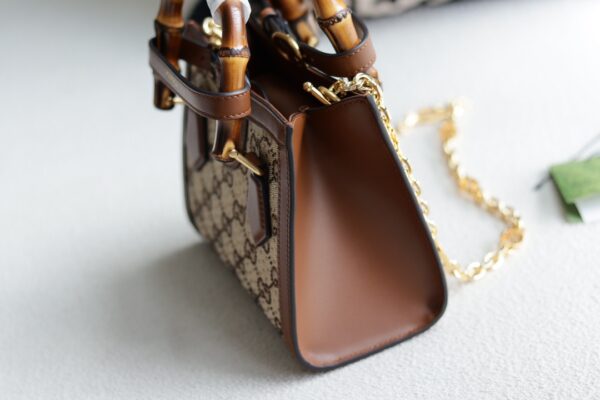 1:1 Replica GUCCI DIANA MINI TOTE BAG P Camel and ebony GG canvas with crystals Exclusive For Women ‎707449 21HRG 2687