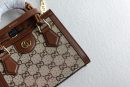 1:1 Replica GUCCI DIANA MINI TOTE BAG P Camel and ebony GG canvas with crystals Exclusive For Women ‎707449 21HRG 2687