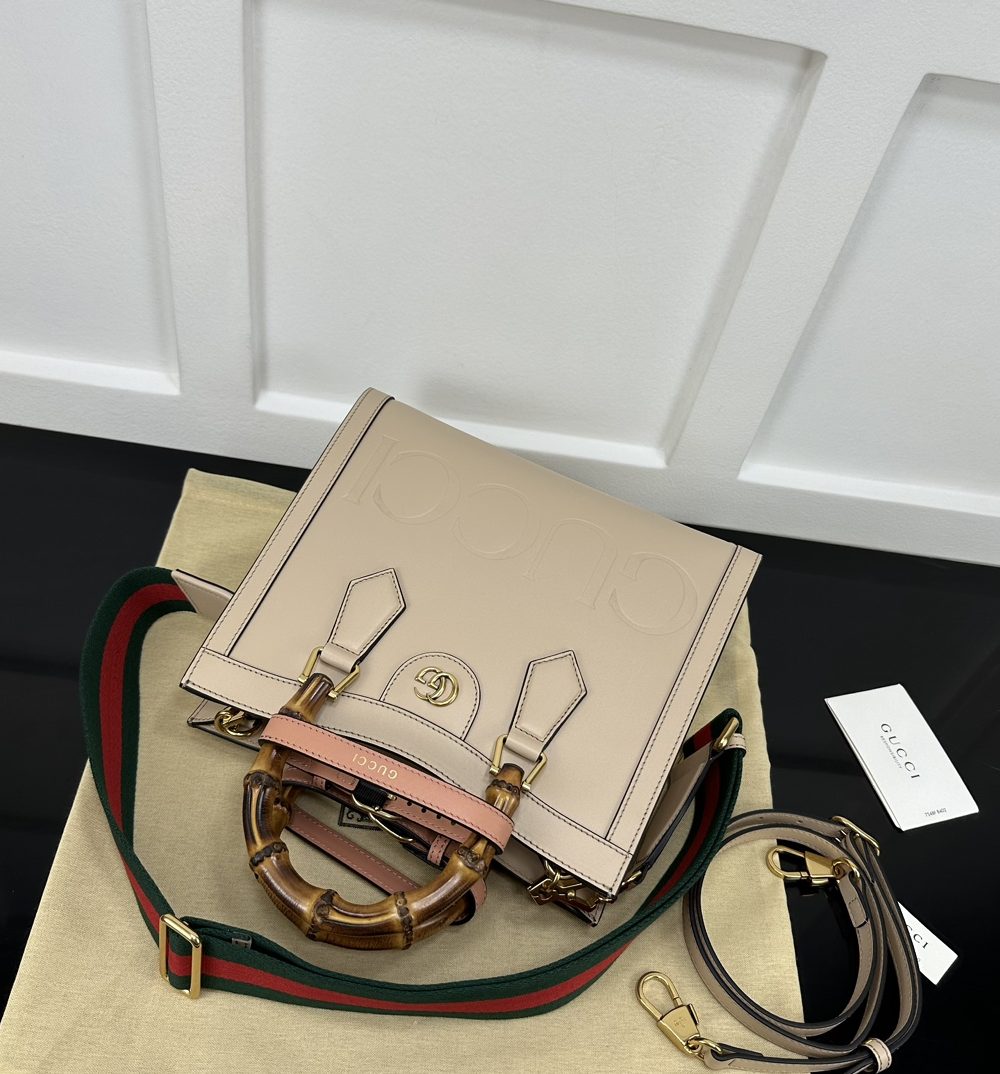 1:1 Replica GUCCI DIANA SMALL TOTE BAG P Beige leather Exclusive For Women 702721