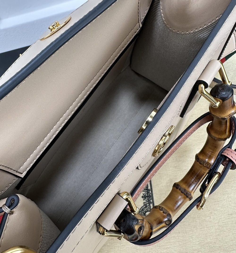 1:1 Replica GUCCI DIANA SMALL TOTE BAG P Beige leather Exclusive For Women 702721