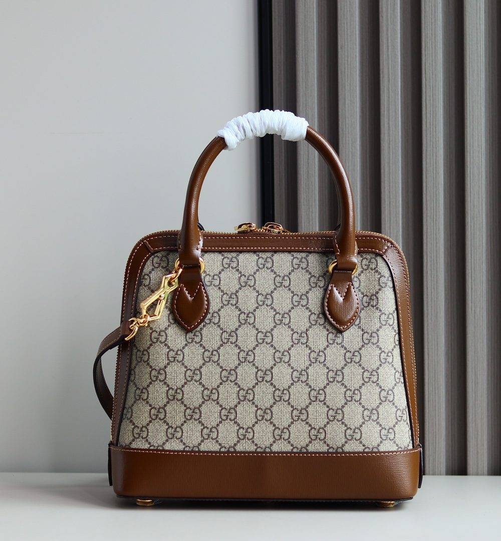 1:1 Replica GUCCI HORSEBIT 1955 SMALL TOP HANDLE BAG P Beige/ebony GG Supreme canvas, and brown leather trims Exclusive For Women 621220 92TCG 8563