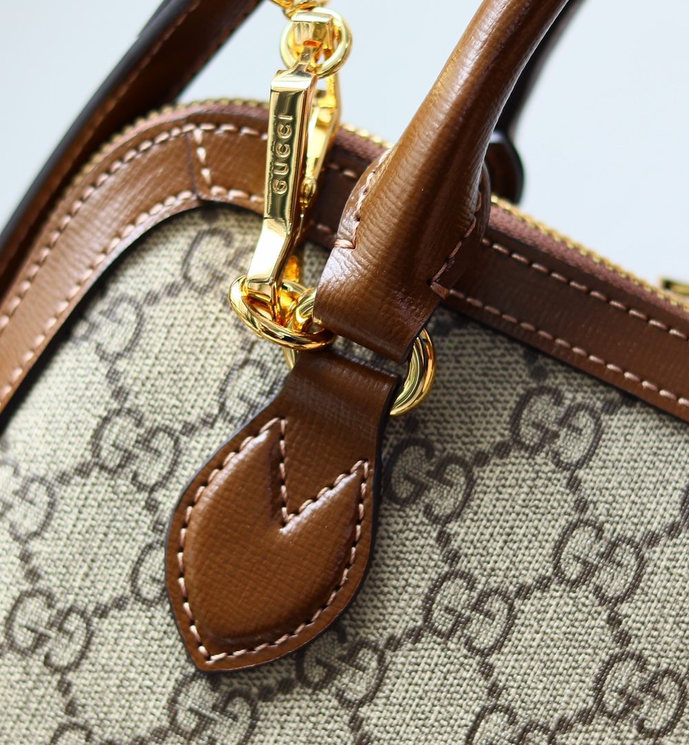 1:1 Replica GUCCI HORSEBIT 1955 SMALL TOP HANDLE BAG P Beige/ebony GG Supreme canvas, and brown leather trims Exclusive For Women 621220 92TCG 8563