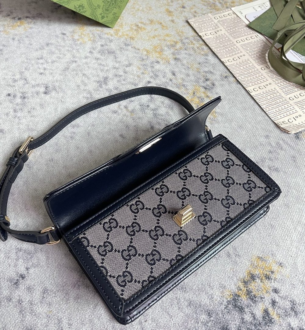 1:1 Replica GUCCI LUCE MINI SHOULDER BAG P Beige and blue Original GG canvas Exclusive For Women 790038 FADHW 4064