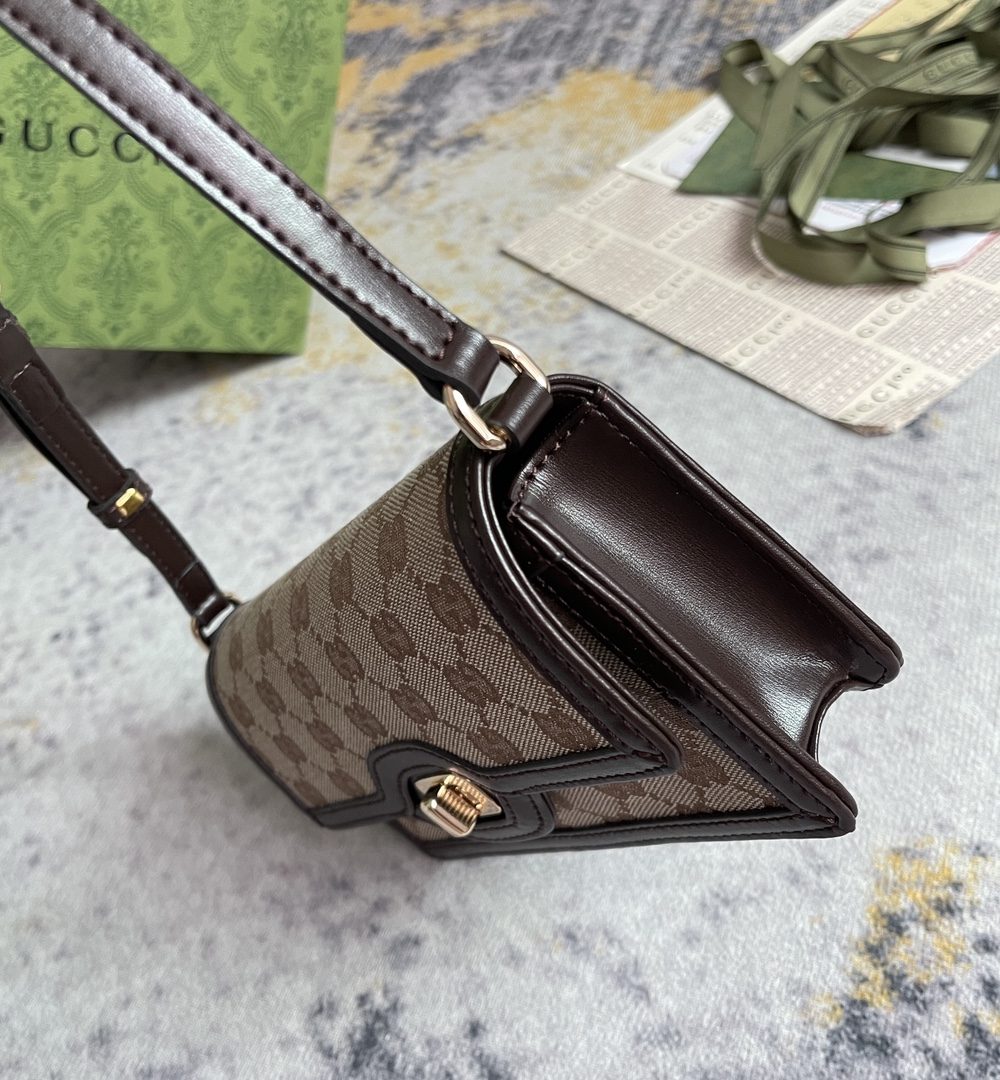 1:1 Replica GUCCI LUCE MINI SHOULDER BAG P Beige and ebony Original GG canvas Exclusive For Women 790038 FADHW 9742
