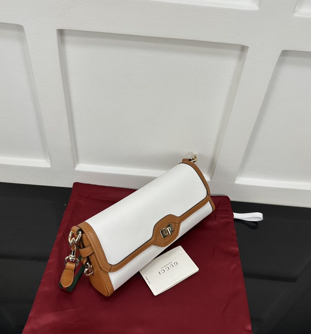 1:1 Replica GUCCI LUCE SMALL SHOULDER BAG Brown And White Canvas Exclusive For Women 786027 FADGF 9041