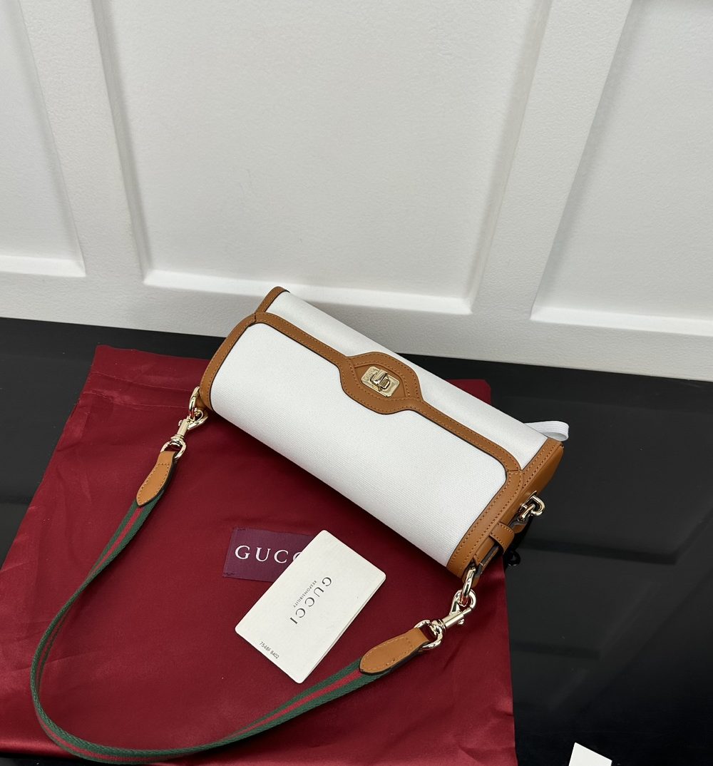 1:1 Replica GUCCI LUCE SMALL SHOULDER BAG Brown And White Canvas Exclusive For Women 786027 FADGF 9041