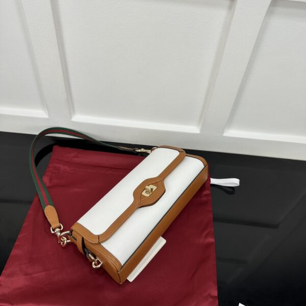 1:1 Replica GUCCI LUCE SMALL SHOULDER BAG Brown And White Canvas Exclusive For Women 786027 FADGF 9041