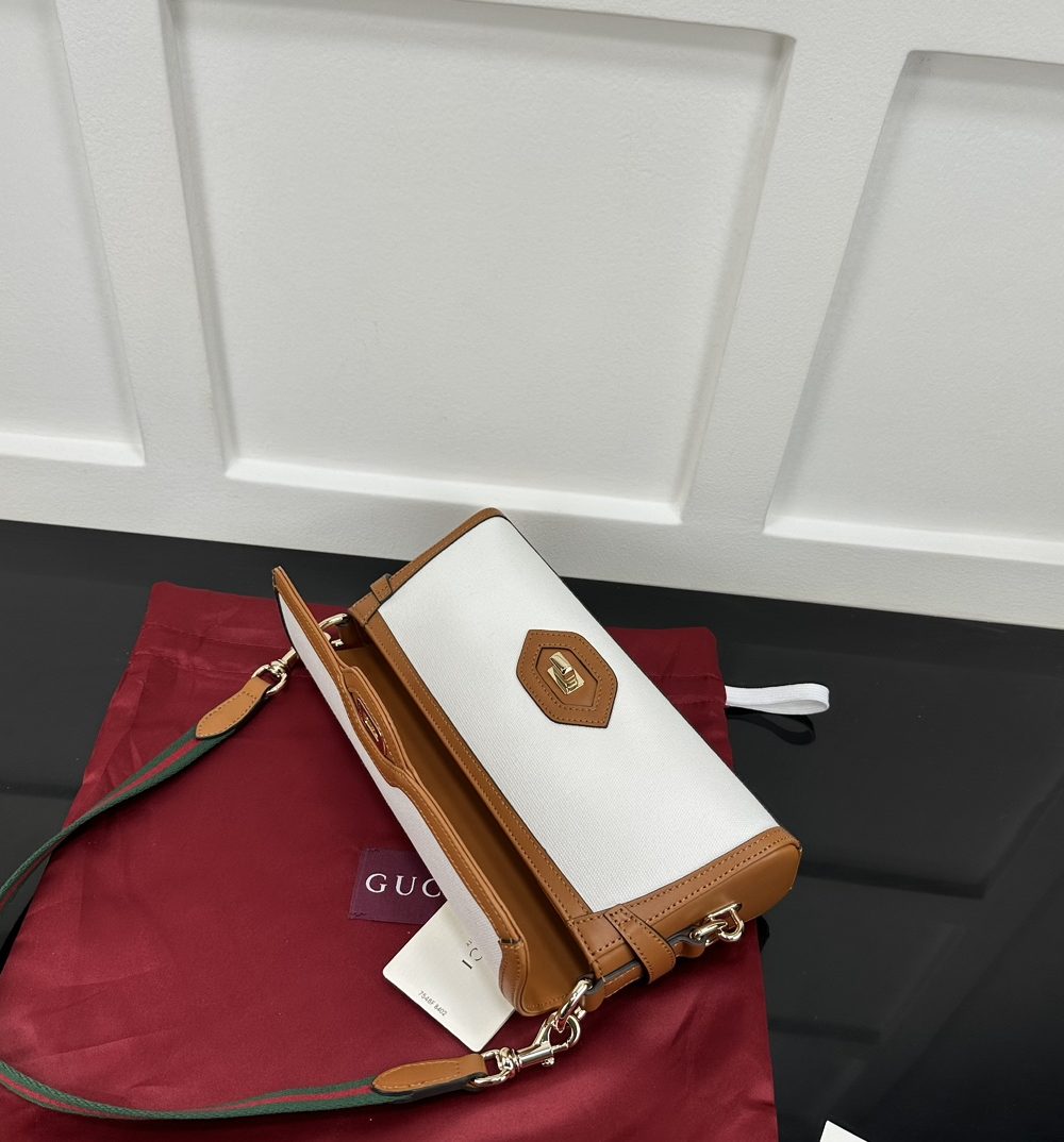 1:1 Replica GUCCI LUCE SMALL SHOULDER BAG Brown And White Canvas Exclusive For Women 786027 FADGF 9041