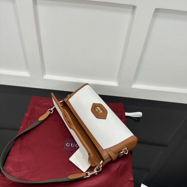 1:1 Replica GUCCI LUCE SMALL SHOULDER BAG Brown And White Canvas Exclusive For Women 786027 FADGF 9041
