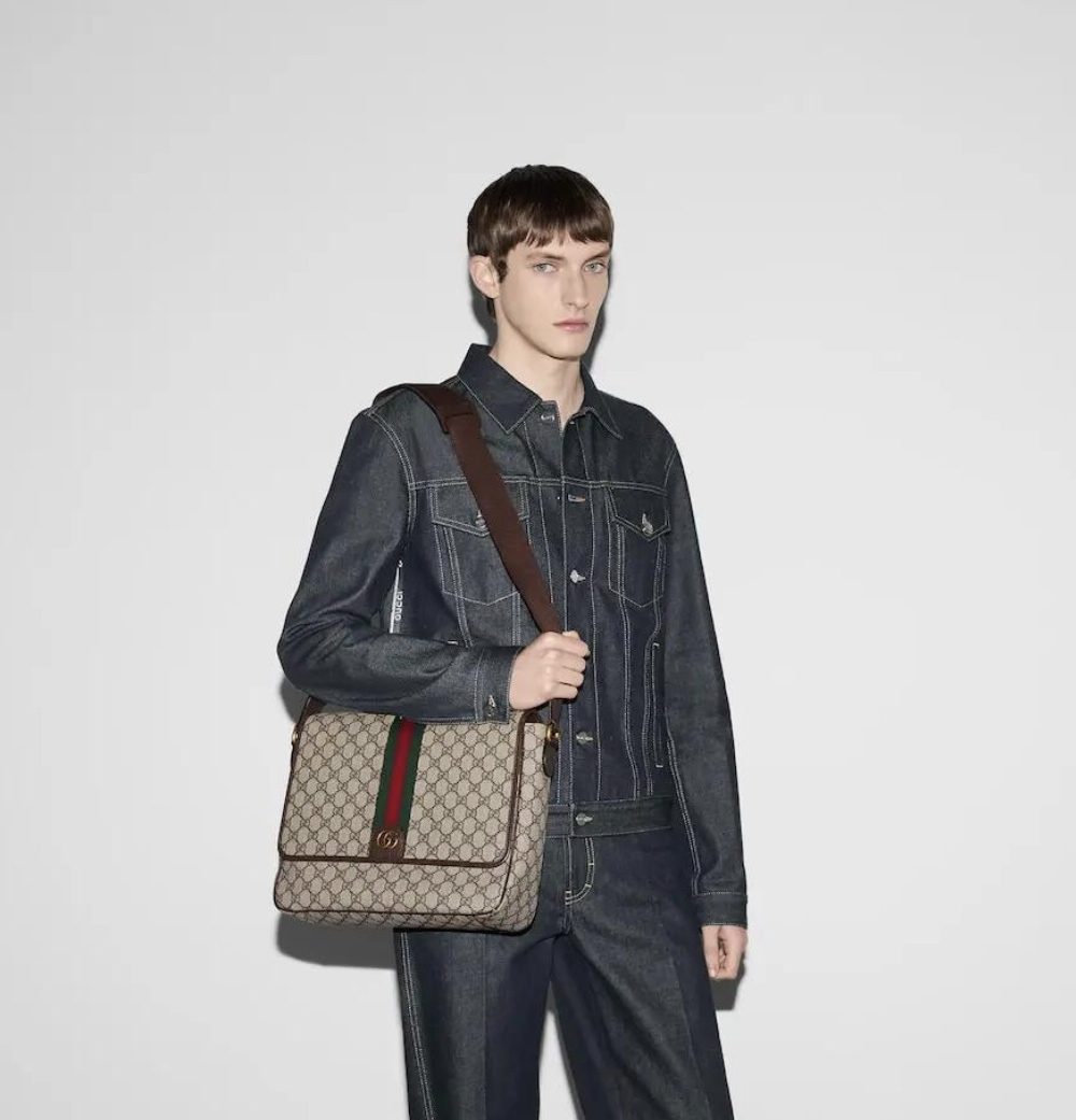 1:1 Replica GUCCI OPHIDIA GG LARGE CROSSBODY BAG P Beige and ebony GG Supreme canvas Exclusive For Women 792119 FACJQ 9741