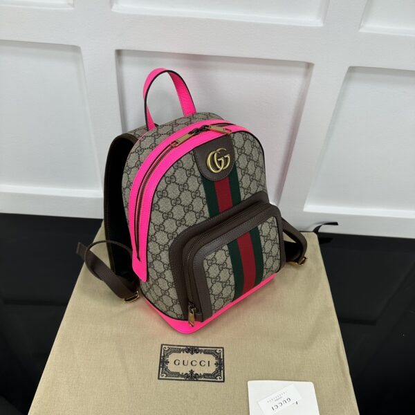 1:1 Replica GUCCI OPHIDIA GG SMALL BACKPACK P Beige and ebony GG Supreme canvas Exclusive For Women 547965 FADID 9762