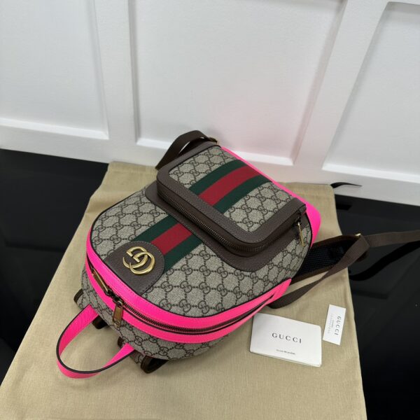 1:1 Replica GUCCI OPHIDIA GG SMALL BACKPACK P Beige and ebony GG Supreme canvas Exclusive For Women 547965 FADID 9762