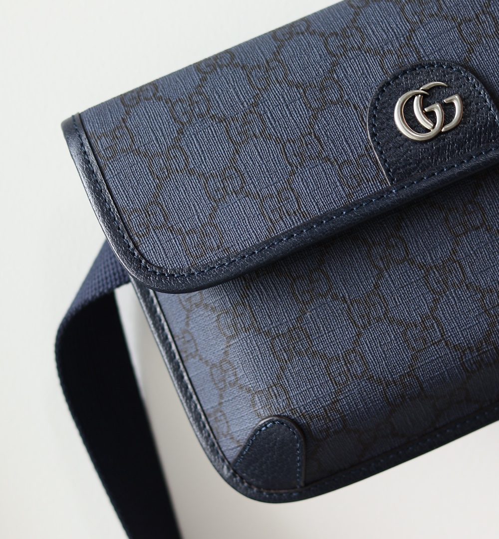 1:1 Replica GUCCI OPHIDIA GG SMALL BELT BAG P Blue and black GG Supreme canvas Exclusive For Women 752597 2ZGMN 8441